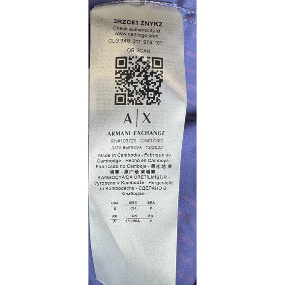 Armani Exchange A|X Men’s Slim-Fit Zig-Zag Print Button-Down Shirt Sz: Small - Picture 4 of 4